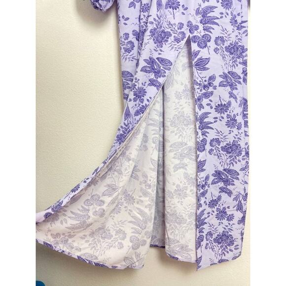 Hill House Simone Dress Large Lilac Purple Floral Maxi Open Back - Picture 10 of 14